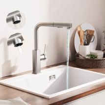 Brossé Robinet De Evier Avec 2 Modes D'Eau - Robinet De Cuisine Avec Douchette Extractible - Mitigeur De Cuisine En Inox - Bricoman