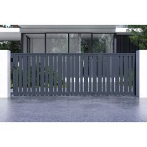 Portail Coulissant 5m Veymont H.160 Aluminium Gris - Bricoman