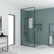 Paroi De Douche 120x203cm À Structure Noir Mat Extensible 203cm À 273cm Stretchy - Bricoman