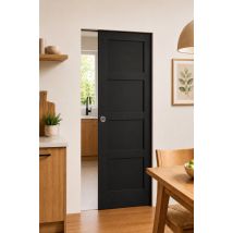 Porte Coulissante Telia Noir 4 Panneaux H204 X L83 Cm, Galandage Gd Menuiseries - Tecnomat