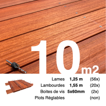 Kit Terrasse Bois Exotique Padouk Pour 10 M² • Lames 1,25 M, Lambourdes 1,55 M Et Visserie Inox • Livraison Gratuite - Bricoman