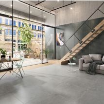 Carrelage Sol/mur Effet Pierre Gris Terra Gri Mat Int/ext L.80 X L.80 Cm Ceralux - Bricoman