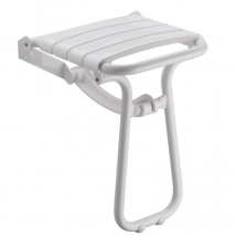 Siège De Douche Pmr Pellet Essentiel Confort Escamotable Avec Pied Aluminium Époxy Blanc Lattes Blanches - Bricoman