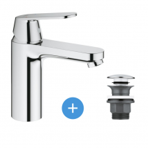Grohe Eurosmart Cosmopolitan Set Mitigeur Lavabo Taille M + Bonde Clic Clac Grohe Pour Lavabo Avec Trop-plein (23327000-clicclac) - Bricoman