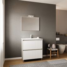 Meuble De Salle De Bains Au Sol 80cm Avec Front Cannele | Corfu' - Bricoman