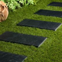 Pas Japonais Rectangle Ardoise Noire 50x25x2-3 Cm (à L'Unité) - Ro'ma Nature - Bricoman