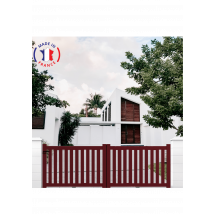 Portail Aluminium Coulissant Ajouré En Kit Dimensions L.4000 (entre Piliers) X H.1200 Mm Couleurs Rouge (ral 3004) - Bricoman