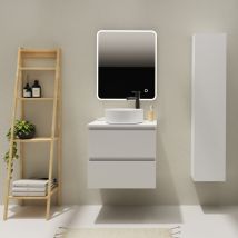 Meuble Salle De Bain 60 Cm Pour Vasque À Poser - Blanc Mat - A Suspendre - Karaib 2 - Tecnomat