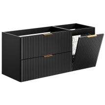 Meuble Suspendu Sous Vasque Avec Panier À Linge Adel Noir 120 Cm - Bricoman