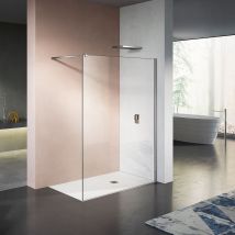 Grand Verre Paroi De Douche 100x200 Avec Barre De Stabilisation Réglable Et Profilé Mural Chromé - Bricoman