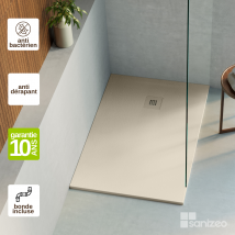 Receveur De Douche Extraplat 140x80x3cm Beige En Résine Minérale - Antidérapant, Texture Ardoise - Thor Lavaberg - Bricoman