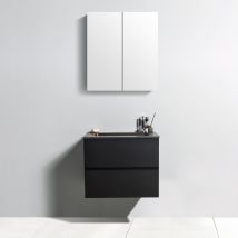 Bernstein - Meuble Sous Vasque Suspendu Mdf Blanc Mat, 3 Tiroirs Façade Aspect Chêne - 180x43x55cm - Fiona Multy 1800 - Bricoman