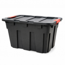 Malle De Rangement Garage, Outils, Jardin - 55l - Couvercle Clips - Noir - Bricoman