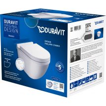 Duravit Starck 3 Set Wc Suspendu Rimless (sans Rebord) Y Compris Abattant À Descente Progressive, Blanc, 45270900a11, Farbe: Blanc Avec Wondergliss - 