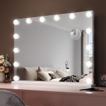 Sirhona Miroir De Maquillage Hollywood Mural Avec Lumineux Pour Dressing Chambre À Coucher,port De Charge Usb & Enceinte Bluetooth - Bricoman