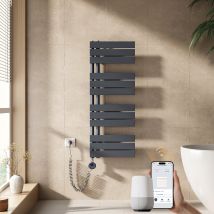 Emke Sèche-serviettes Électrique 104 X 40 Cm - Commande Intelligente Avec Programmateur Hebdomadaire Par App - 400w - Anthracite Mat - Bricoman