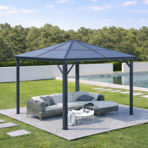 Kiosque De Jardin Alu Grace 3.5m X 3.5m Gris Anthracite - Bricoman
