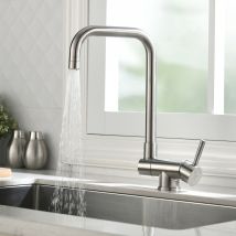 Mitigeur De Cuisine Rabattable Brossé - Robinet Evier Pliable Avec 2 Jets - Mitigeur De Cuisine Sous Fenêtre Avec Barboteur Démotable - Bricoman