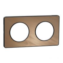 Plaque Odace Touch Schneider Electric - Bronze Brossé Avec Liseré Anthracite - Double Horizontale Et Verticale - Bricoman