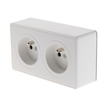 Prise Double Saillie 2p+t 16a Blanc - Vulco - Zenitech - Bricoman