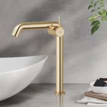 Emke Robinet De Salle De Bain Or Champagne, 332 X 220 X 76 Mm, Laiton, Cartouche Céramique, Mitigeur Pour Lavabo, Installation Facile - Tecnomat