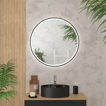 Miroir Salle De Bain Rond Avec Éclairage Led Et Contour Noir - Diam 70cm - Bricoman