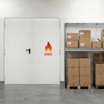 Porte Acier Coupe-feu Ei60 2 Vantaux Pyk - Blanc Ral 9010 - H.215x150 L- Huisserie Z Pose Tunnel Affleurant - Réversible - Bricoman