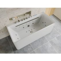 Baignoire Balnéo Semi-ilot Blanche - 1 Place - 470 L - 170 X 75 Cm - Kirana - Bricoman
