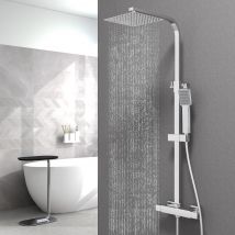 Aica Système De Douche Carré Colonne De Douche Avec Mitigeur Colonne De Douche 38°C Thermostatique Système De Douche Corps En Laiton - Bricoman