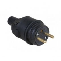 Prise 2p+t 16a Mâle Droite Caoutchouc Noir - Bricoman