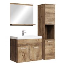 Meuble De Salle De Bain Montreal 60 Cm Lavabo Chene Marron - Armoire De Rangement Meuble Lavabo Evier Meubles - Bricoman