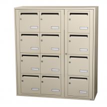 Bloc Collectif Leabox.com, 3x4, Grade 3, Simple Face, Intérieur, Fixation Murale, Ivoire Ral 1015 Finition Brillante - Bricoman