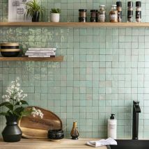 Zellige Marocain Artisanal Véritable - Bleu Iceberg 5x5 Cm - Mosaïque Mur (vendu Par Plaque De 30x30 Cm) - Ro'ma Nature - Bricoman