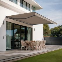 Store Banne Monobloc Vecchio 4m X 3m - Toile Premium 320g/m2 Taupe - Bricoman