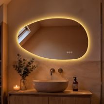 S'Afielina Miroir Lumineux 50 × 85 Cm Asymétrique 3 Couleurs De Lumière Et Luminosité Ajustable - Tecnomat