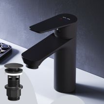 Mitigeur De Lavabo, Robinet De Lavabo Avec Bonde Clic Clac, Noir, Taille M, Fta82222 Am.pm - Bricoman