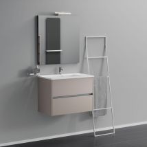 Inda - Mobile Bagno 2 Cassetti L.80 Con Lavabo Specchio E Lampada - Avorio Opaco - Bricoman