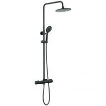 Colonne Douche Thermostatique Noir Avec Mitigeur,systeme Douche Thermostatique 38°c,réglable Hauteur Avec Douchette 3 Jets Et Pluie 22.5mm - Bricoman