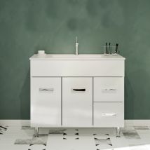 Madrid Meuble Salle De Bain Sur Pieds Simple Vasque Blanc Largeur 100 Cm - Bricoman