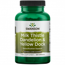Chardon-Marie, pissenlit et oseille crépue Milk Thistle, Dandelion, Yellow Dock - Swanson - 120 Gélules