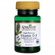 High Potency Vitamine D-3 1000IU - Swanson - 60 Gélules