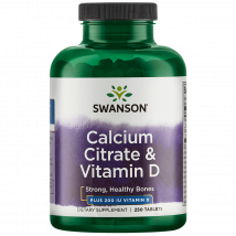 Comprimés Calcium Citrate with Vitamin D - Swanson - 250 Comprimés