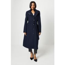 Womens Petite Button Detail Funnel Neck Belted Wrap Coat