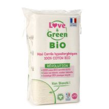 Love And Green - Cotons Carrés Bébé Bio Hypoallergéniques Visage Et Corps Love And Green - Le Paquet De 70 Carés De Coton