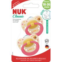 Sucettes Rose Silicone 18-36 Mois Classic Night Nuk