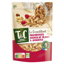 Terres Et Cereales - Croustillant Framboise Chocolat Blanc Amandes Terres Et Cereales - Le Paquet De 375g