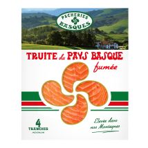 Pecheries Basques - Truite Fumée Du Pays Basque 4 Tranches Pecheries Basques - La Barquette De 4 Tranches