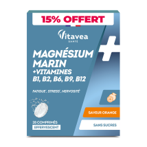 Complément Alimentaire Magnésium Marin + Vitamines B1, B2, B6, B9, B12 Saveur Orange Vitavea