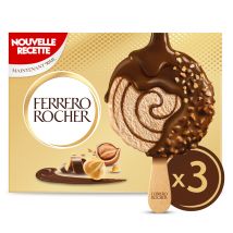 Ferrero Rocher - Glaces Bâtonnets Chocolat Noisettes Ferrero Rocher - La Boîte De 3 Bâtonnets