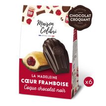 Maison Colibri - Madeleine Cœur Framboise Coque Chocolat Noir Maison Colibri - La Boîte De 6 Madeleines